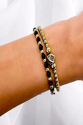 Set Gemma, doua bratari unisex, cu bile din inox si cristale de zirconiu6
