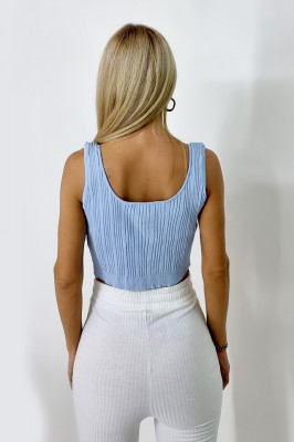 Top scurt Sofia, cu capse metalice, Bleu1