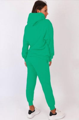 Trening din bumbac, Violla, pantaloni si hanorac, Verde-spate