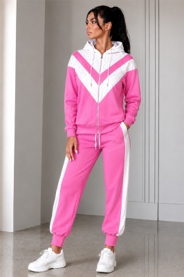 Trening jogger dama LECCE, cu fermoar si gluga, Roz