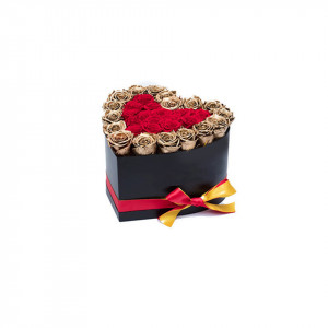 Aranjament floral inima cu trandafiri de sapun Gold Lux 5