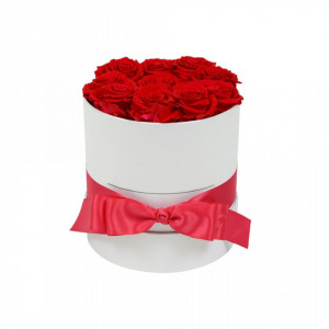 Aranjament floral Trandafiri parfumati de sapun, in cutie alba Luxury S 5