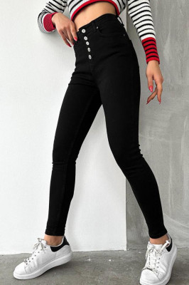 Blugi dama KiKo, slimfit cu talie inalta si textura elastica, Negru 3