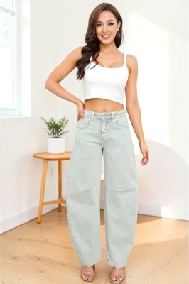 Blugi loose fit TORONTO, cu aspect prespalat, Vernil prafuit