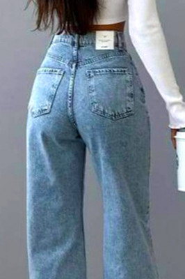 Blugi mom fit MonTery, cu slit scurt pe picior si lungime oversize spate
