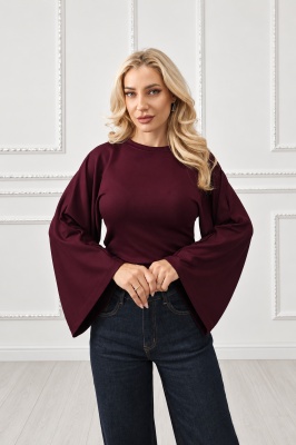Bluza OISO, cu maneci oversize, Burgundy