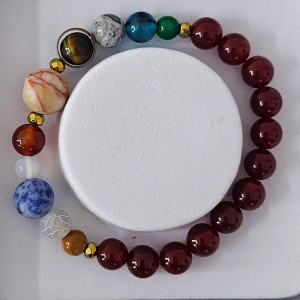 Bratara 10 Planets Carnelian, din pietre semipretioase in cutie cadou, semnificand planetele galaxiei 3