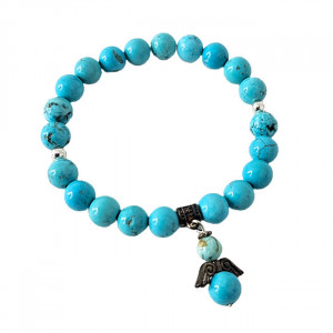 Brățară Amethyst Turquoise, din pietre semiprețioase si charm aripi de inger, in cutie cadou 3