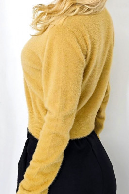 Cardigan tricotat FluFFy Vibe, cu aspect de casmir si nasturi eleganti, Crem 2