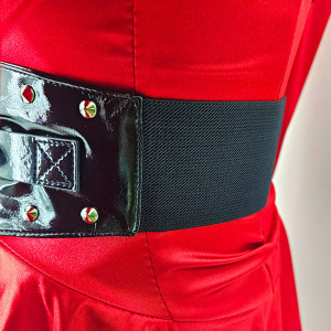 Centura corset cu catarama Teo Sky, elastica, cu note lucioase si detalii metalice, Negru 8