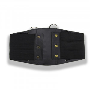 Centura corset Glam neagra, lata, din piele ecologica, elastica, cu snururi4