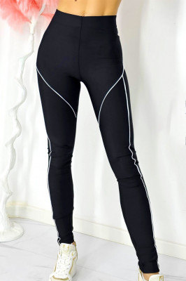 Colanti fitness Yuri, cu imprimeu grafic contrastant, Negru 2