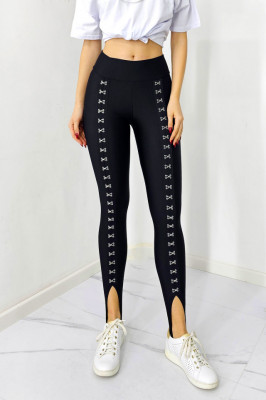 Colanti lungi Why, cu capse metalice si banda sub talpa, Negru 3