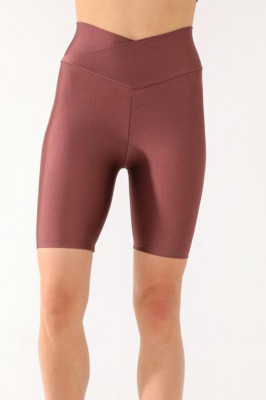 Colanti scurti fitness Mary cu aspect lucios, talie in v bordo