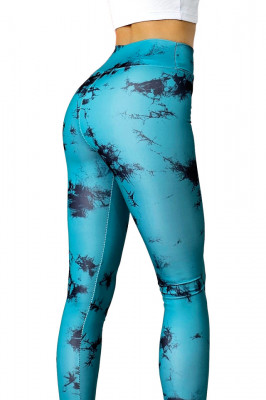 Colanti yoga MoZAIK, banda lata in talie cu efect modelator si push up, Verde marin 1