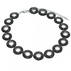 Colier Choker cu pietre semipretioase, la baza gatului, negru, CK0172