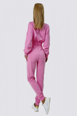 Compleu sport Mood, pantaloni si bluza pe gat, Roz3