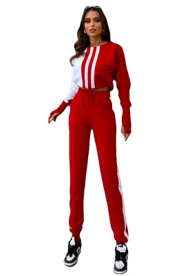 Compleu sport One Balance, bluza cu manseta tip manusa, snur in talie si pantaloni cu banda elastica, Rosu 5