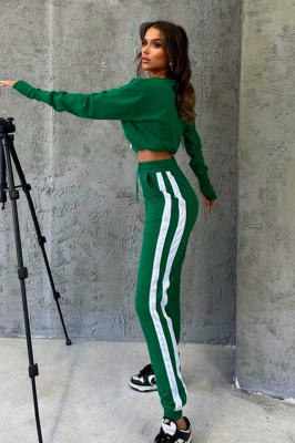 Compleu sport One Balance, bluza cu manseta tip manusa, snur in talie si pantaloni cu banda elastica, Verde 4