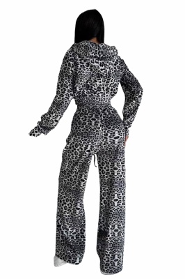 bluza scurta cu fermoar leopard