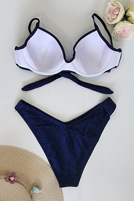 Costum de baie doua piese Shimming albastru- spate