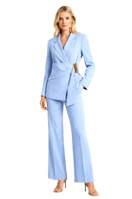 costum elegant dama cu sacou petrecut baby blue