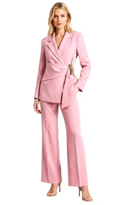 costum dama doua piese stil business elegant roz