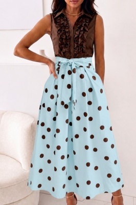 Fusta eleganta cu buline Norine,funda in talie si buzunare, Baby Blue, Marime S/M/L