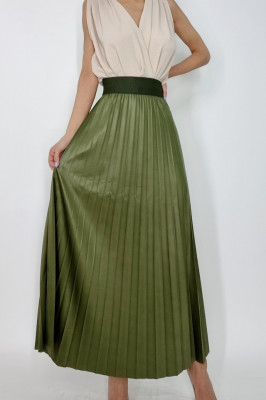 Fusta plisata eleganta Kandy, Verde olive3