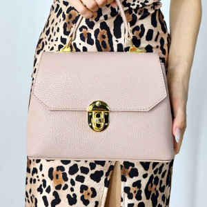 Geanta eleganta, Glamour Style, din piele naturala, business si curea detasabila, Roz prafuit 3
