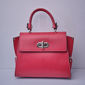 Geanta eleganta, PoshPurse, din piele naturala, de tip business si inchidere laterala, Rosu