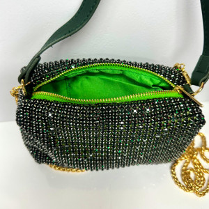 Geanta plic, Sparkle cu strasuri din pietre semipretioase, Verde 4