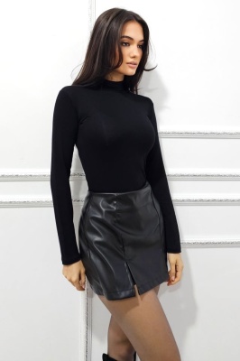 Helanca subtire de dama Lady Liza, cu guler inalt, Negru