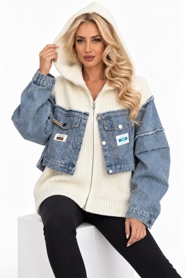 Jachetă LUREIA cu glugă și denim