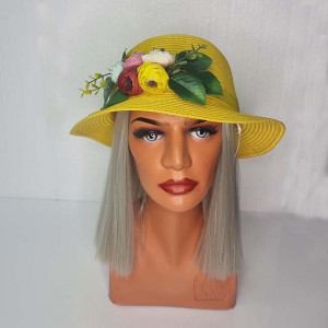 Palarie de plaja ChiClove cu flori, galben
