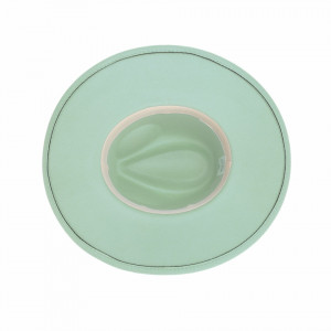 Palarie stofa Criss, cu bor drept, calota inalta, arcuita si curelusa subtire, Verde pal 1