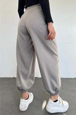 Pantaloni bufanti Tomas, cu talie inalta si pense ample, Gri 1
