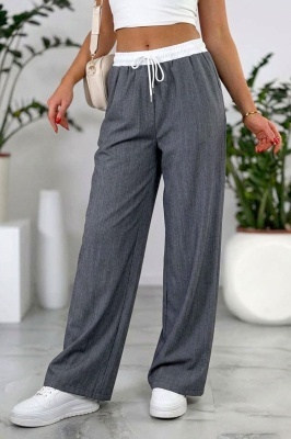 Pantaloni casual universali Bergen, cu banda elastica, Gri, Marime S/M