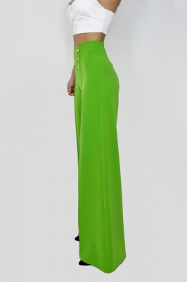 Pantaloni eleganti Belinda, evazati cu talie inalta, Verde4