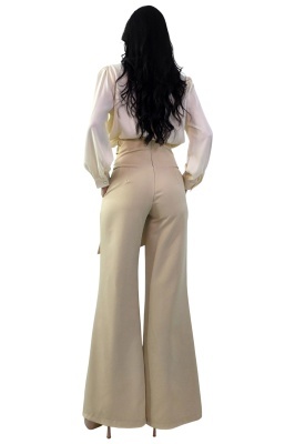 pantaloni crem palazzo negri cu design minimalist