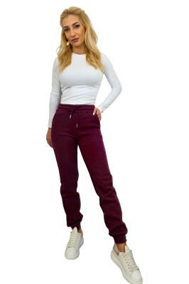 Pantaloni vatuiti RYLEX, cu snur in talie si banda elastica, Visiniu