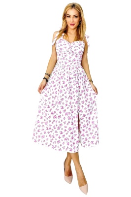 Rochie de vara Masha, cu bumbac bistrech si imprimeu floral, Little Spring, Marime S/M 4