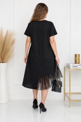 Rochie de zi Arty Fiora, cu tull si maneca scurta, Daisy Fragrance, Marime S/M/L vedere spate