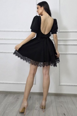 rochie neagra cu bust structurat si cupe buretate