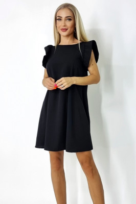 Rochie larga Azzuro, cu umeri bufanti si croiala in A, Negru2