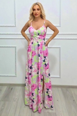 Rochie de plaja maxi cu funda la spate si talie elastica roz