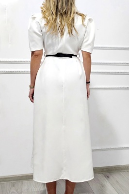 rochie bufanta cu maneca scurta si culoare neutra