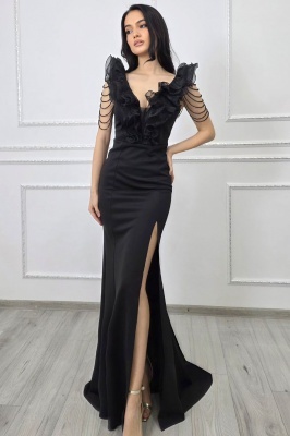 rochie neagra eleganta cu efect spectaculos si design couture