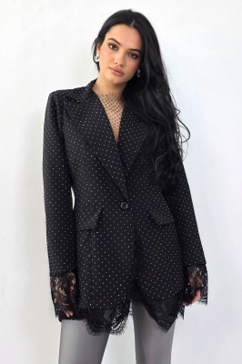 sacou negru luxury boutique cu detalii stralucitoare