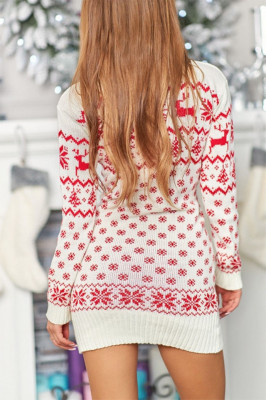 Rochie tricotata cu imprimeu de Craciun, Happy Deer1